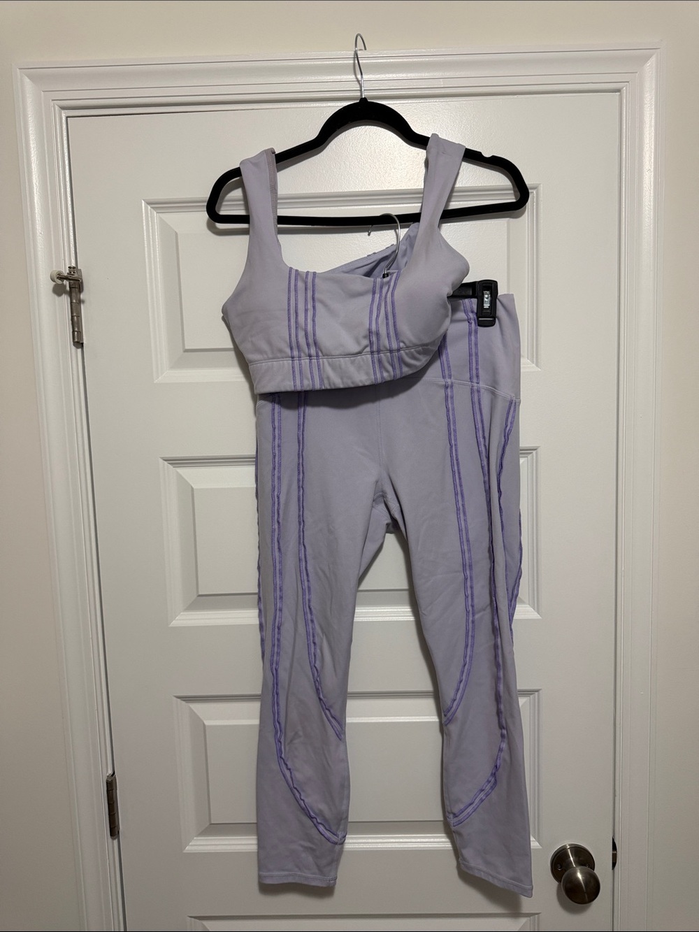 Fabletics Lavender Seam-Detail Leggings & Crop Tank Set